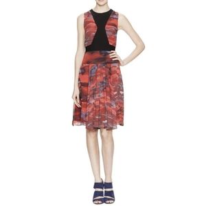 Hunter Bell New York Red Chiffon Abstract Print Sleeveless Midi Dress Size 4